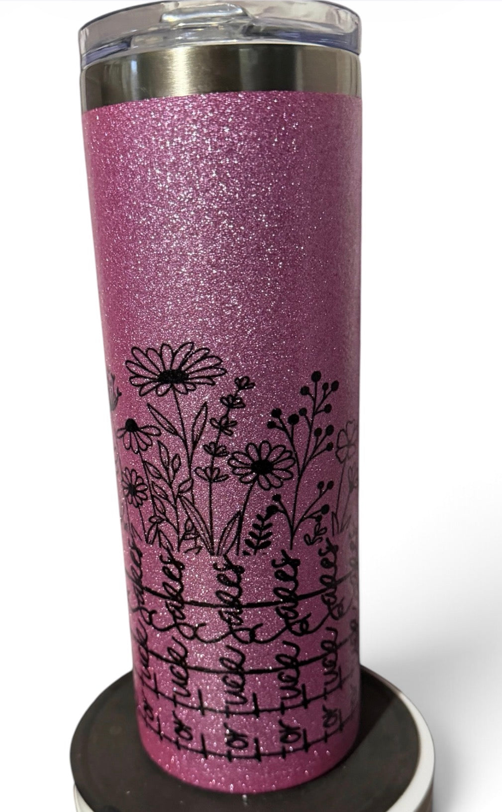 Floral Fuck this shit Glitter Tumbler