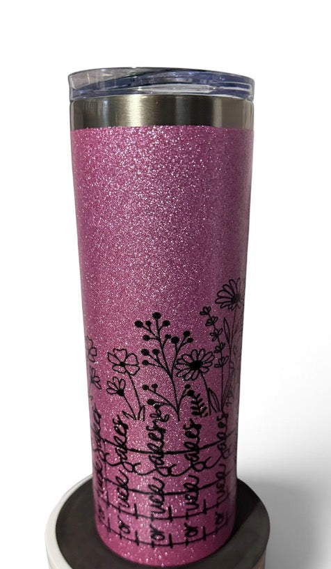 Floral Fuck this shit Glitter Tumbler