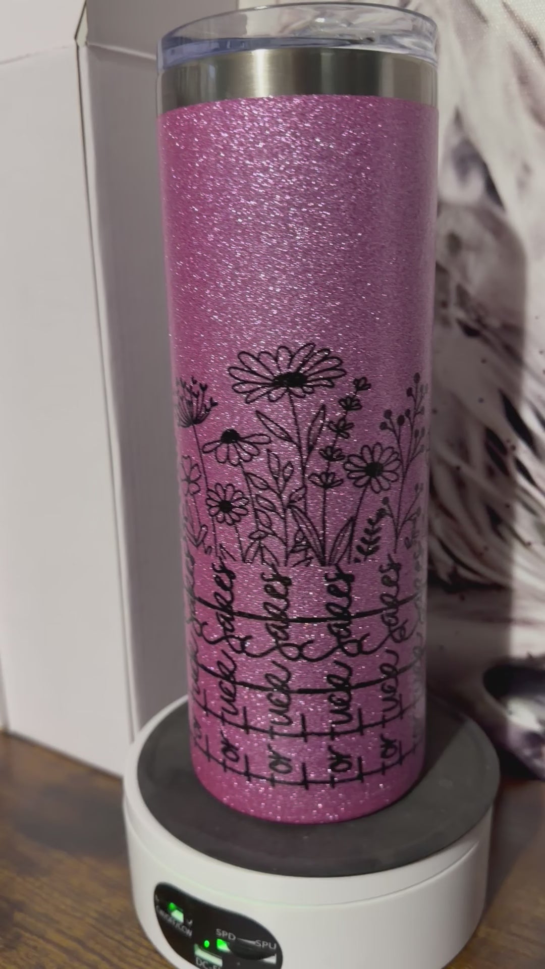 Floral Fuck this shit Glitter Tumbler